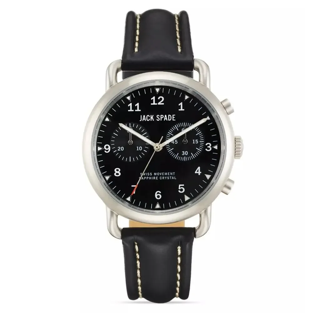 Jack Spade Norton 2-Eye Chronograph Stainless Steel Black Watch 38mm 2 Bands